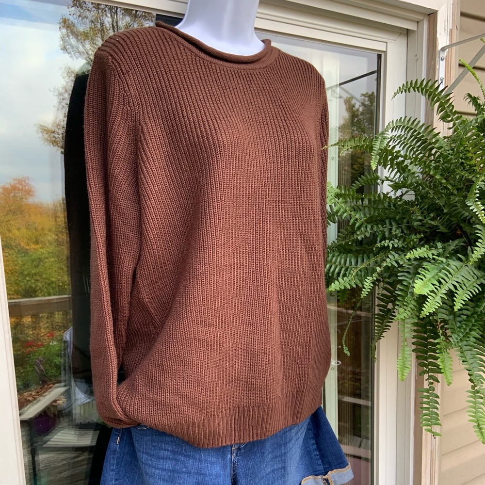 NWT Kim Rogers Rolled Neck Brown Sweater Large